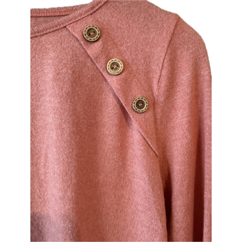 Blu‎ Pepper Pink Long Sleeve Button Detail Top Elbow Patches TB3637 Womens XS - Picture 4 of 9